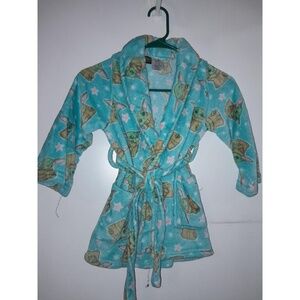 Star Wars Girls The Mandalorian Baby Yoda Luxe Plush Fleece Bath Robe Sz XS (4/5